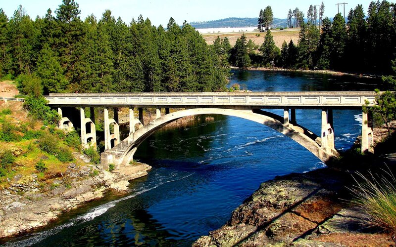 Bridge over a river in forest