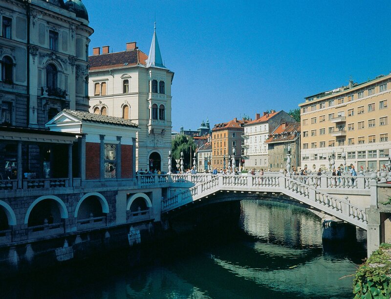 Bridge over a river in Ljubljana