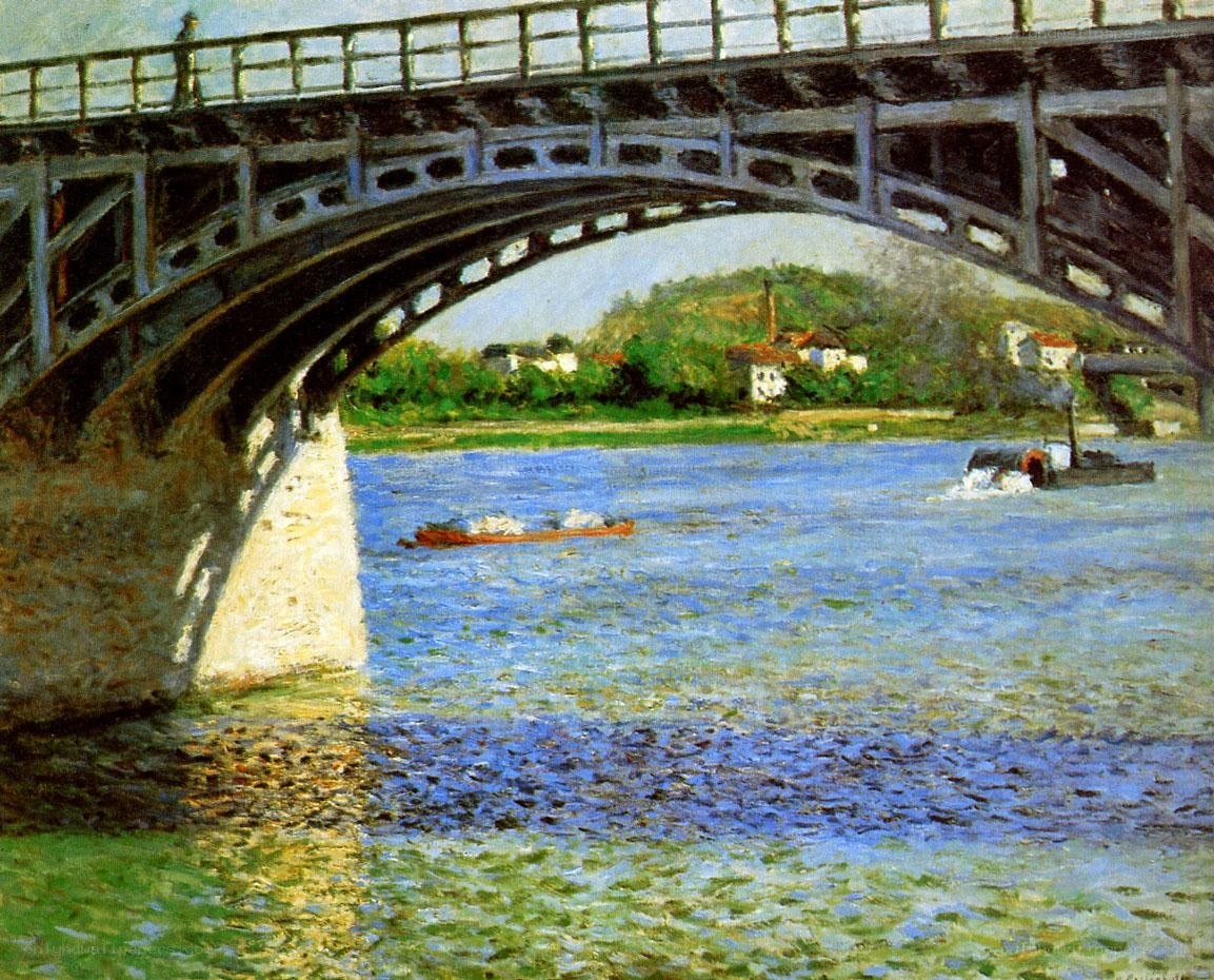 Bridge over a river with boats