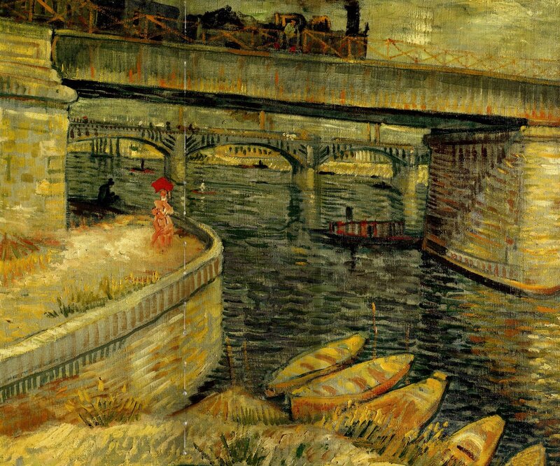Bridge over a river with boats