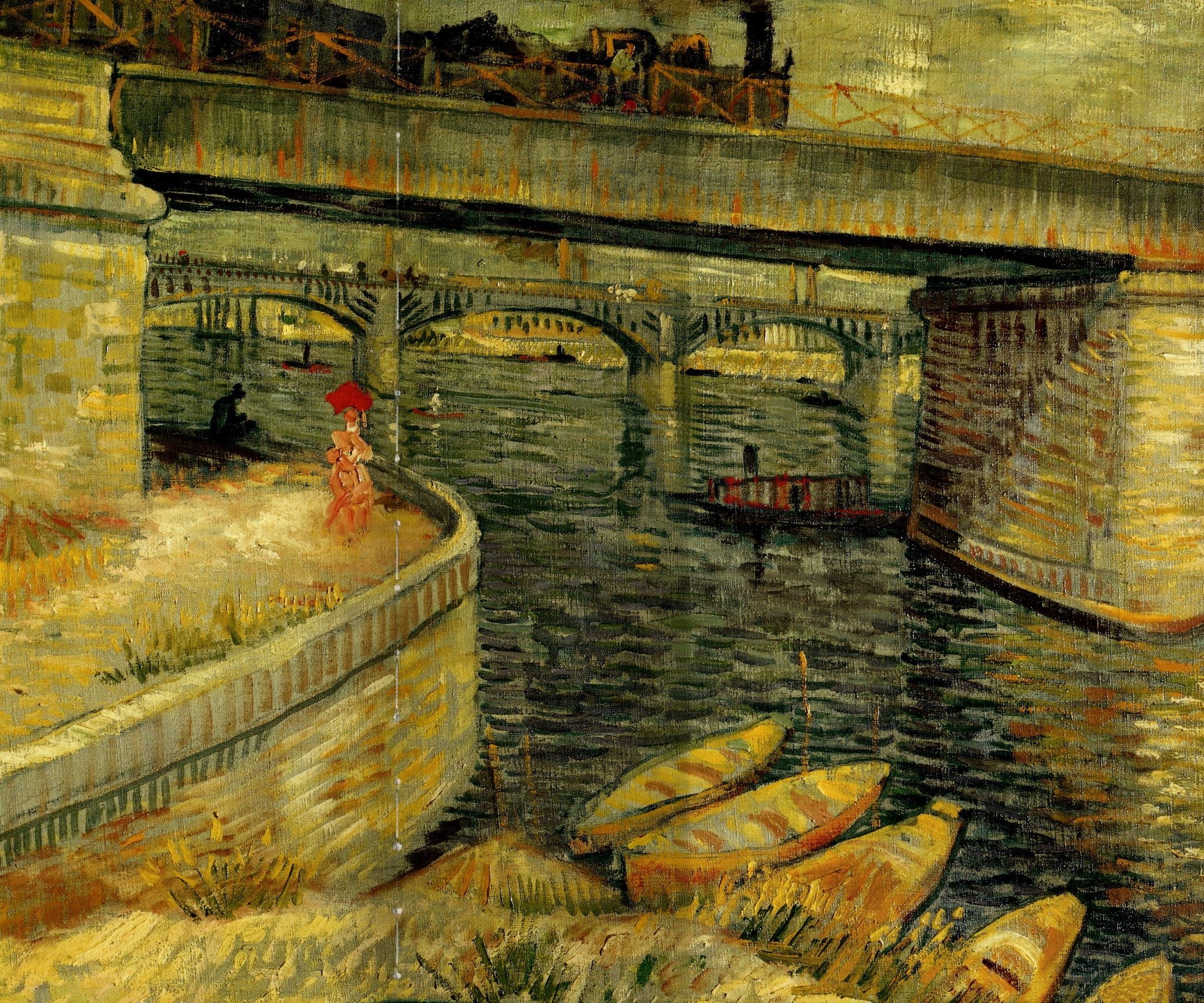 Bridge over a river with boats