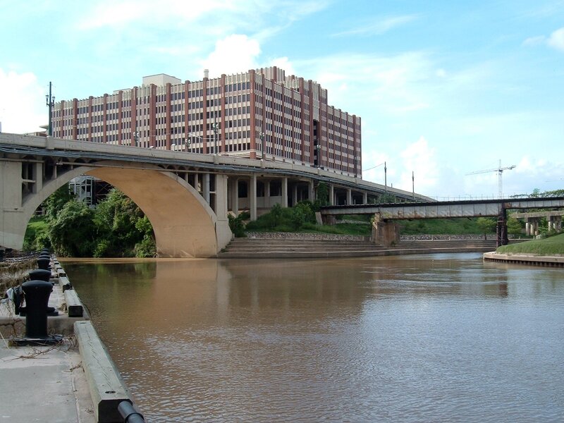 Bridge over a river with building