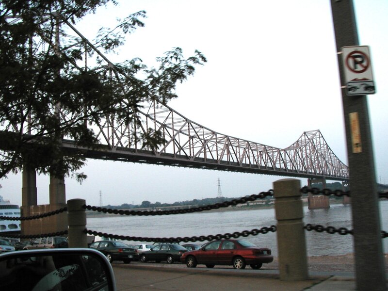 Bridge over a river with cars