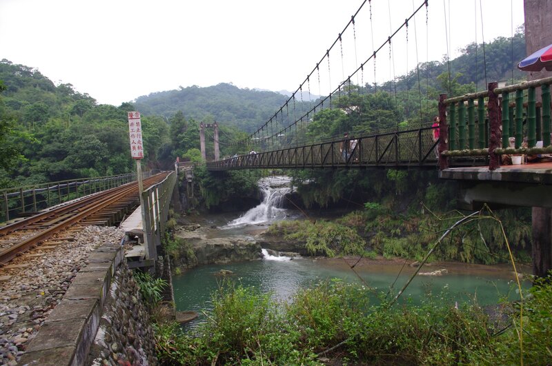 Bridge over a river with waterfall