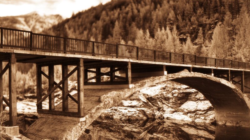 Bridge over a rocky river