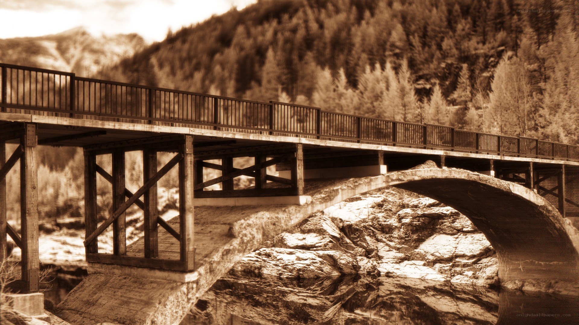 Bridge over a rocky river