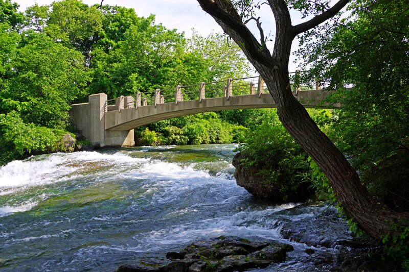 Bridge over a rushing river