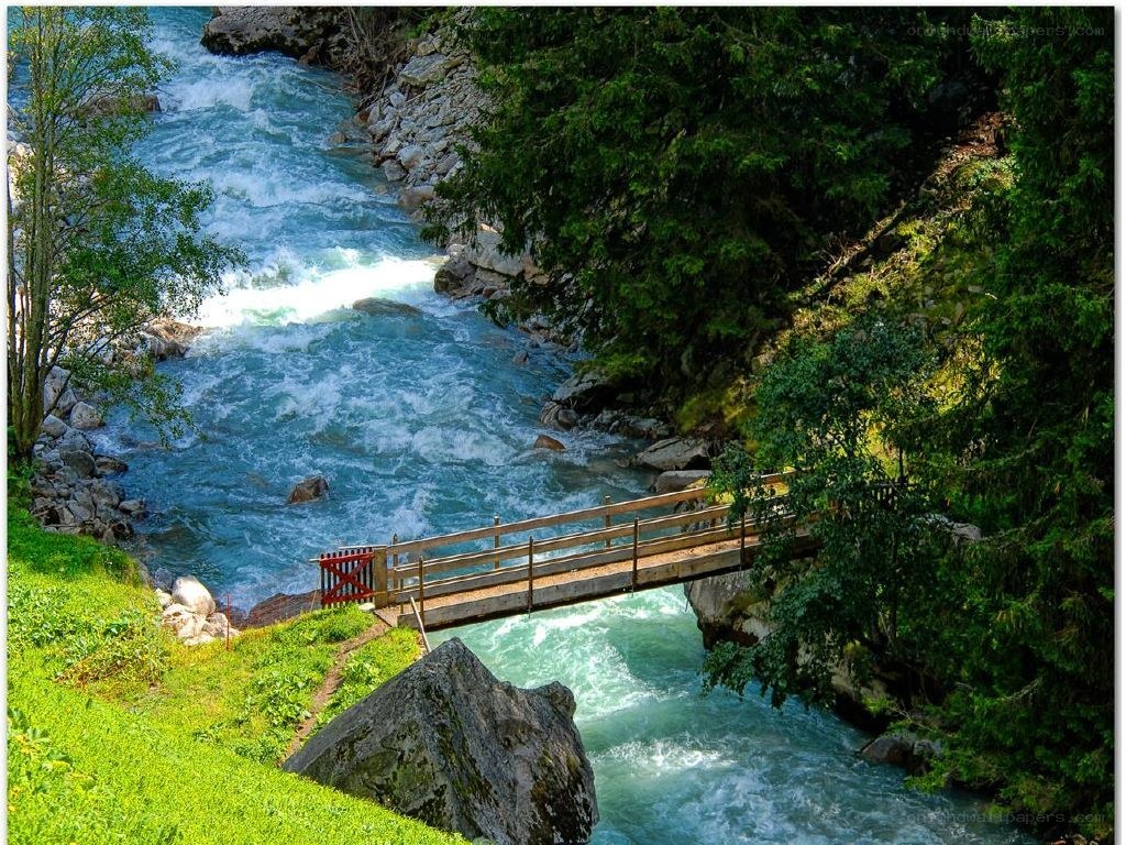Bridge over a rushing river