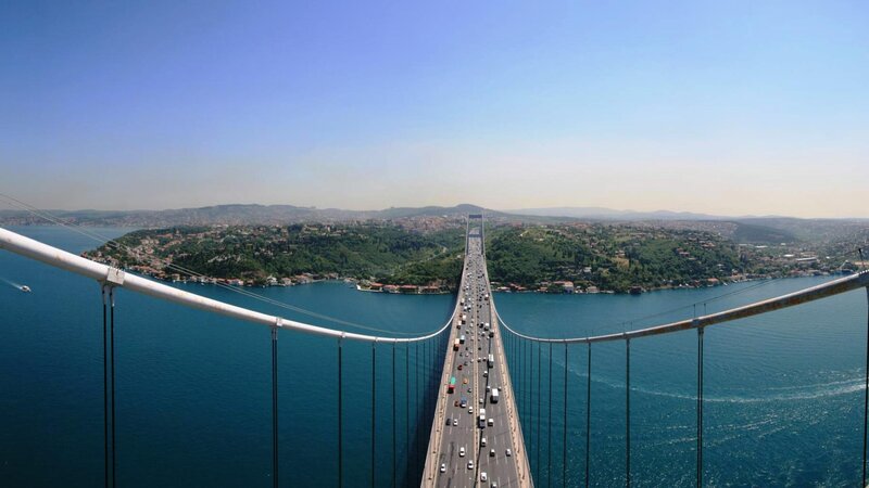 Bridge over a strait