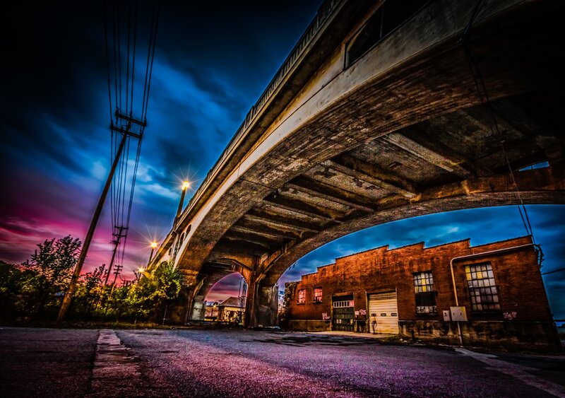 Bridge over Brick Building