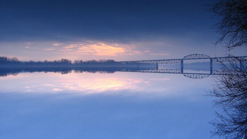 Bridge over Calm Water — Blue