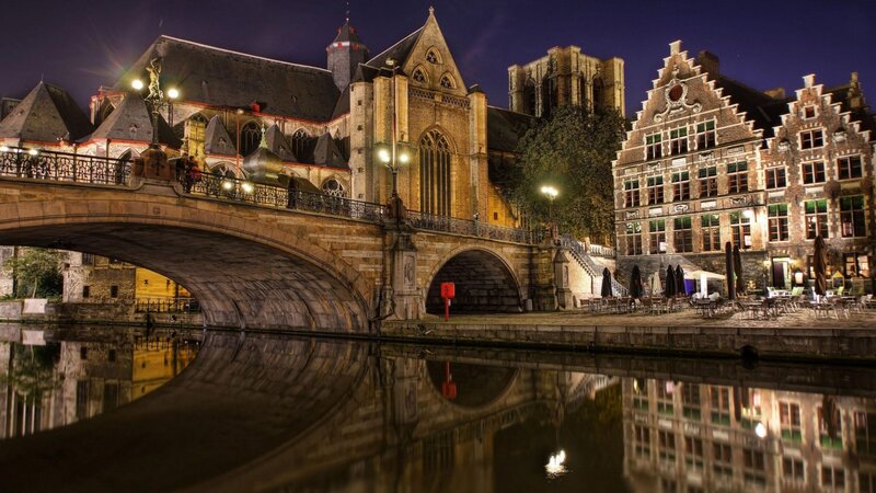 Bridge over Canal at Night — Black