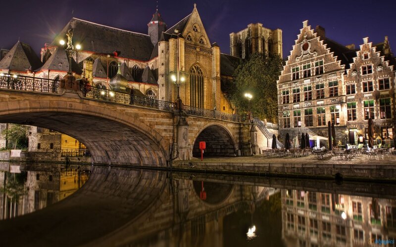 Bridge over Canal at Night