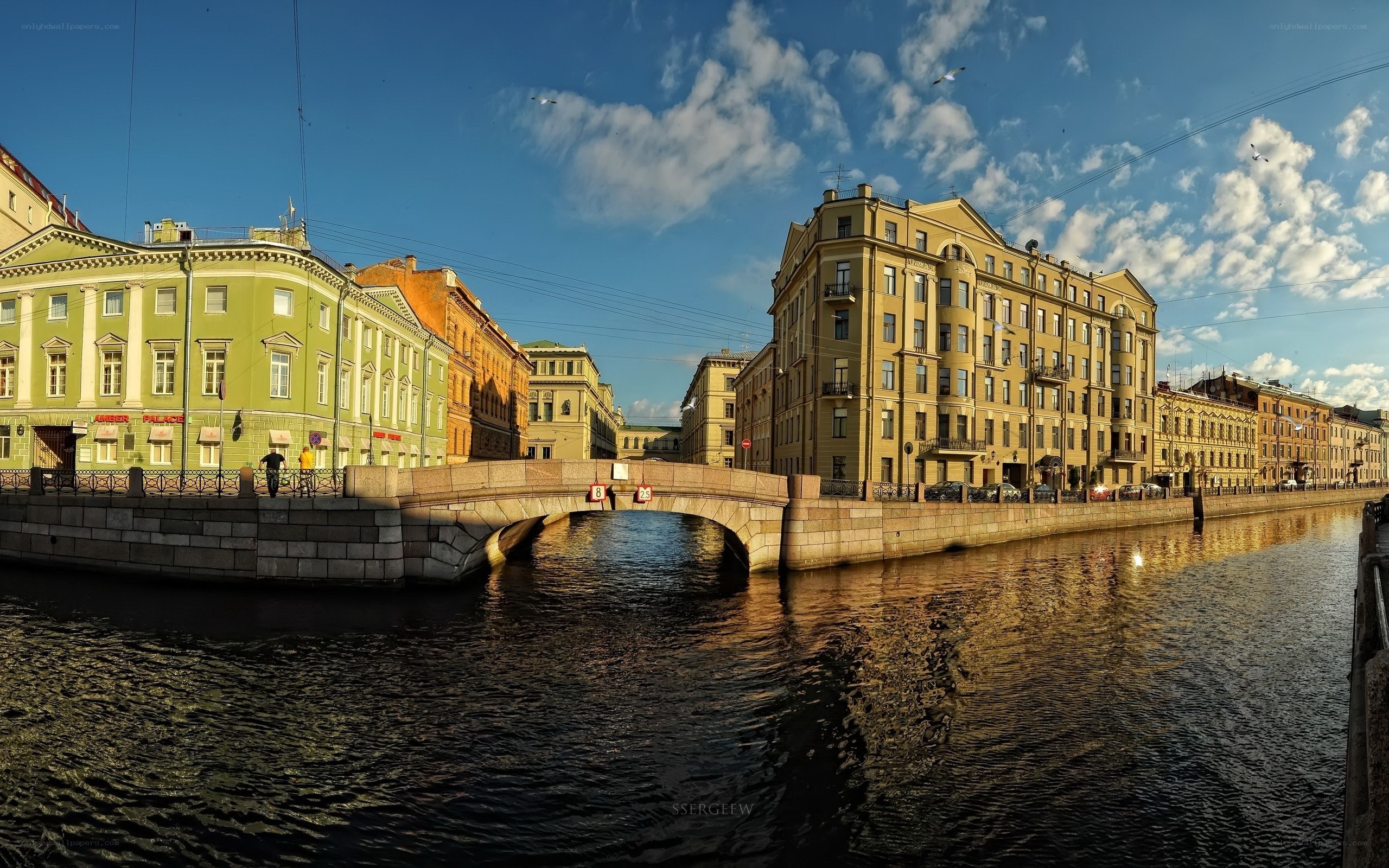 Bridge over canal in city