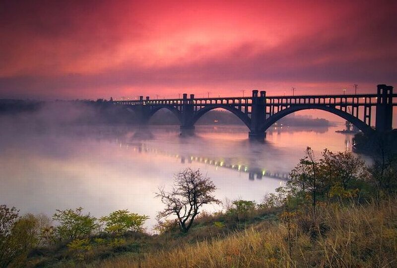 Bridge over Foggy River