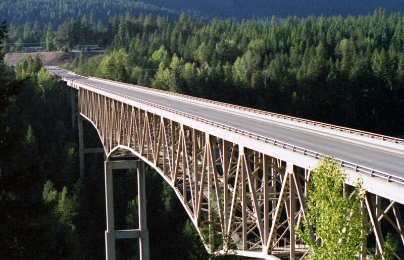 Bridge over forested valley