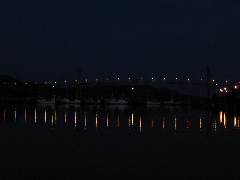 Bridge over Harbor at Night