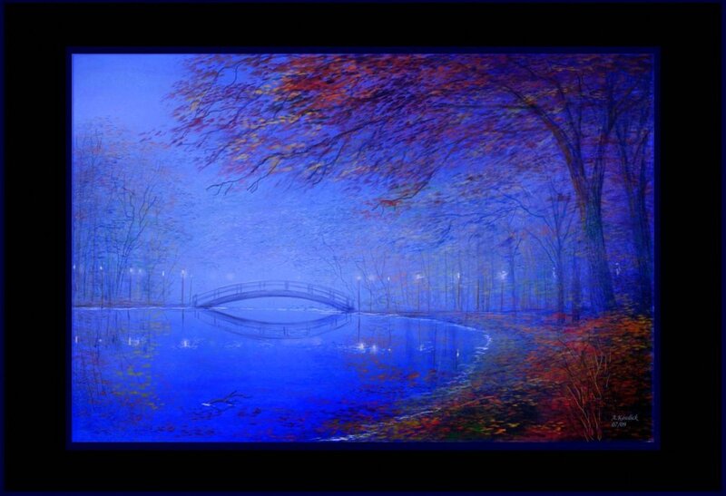Bridge over Lake at Dusk