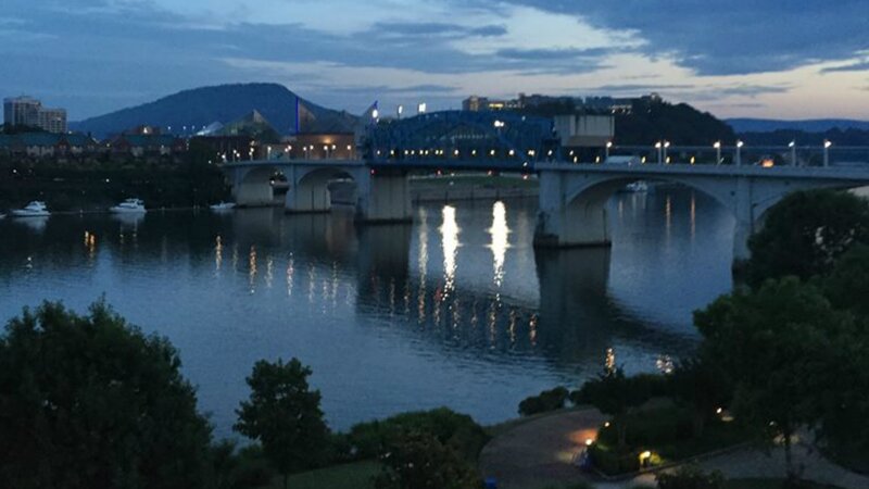 Bridge over River at Dusk — Blue, Calm, Night