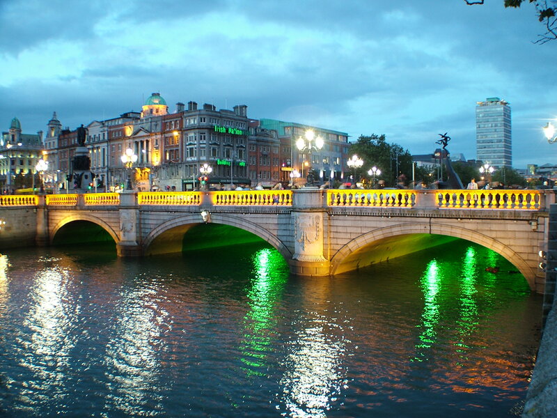 Bridge over River at Dusk — Green