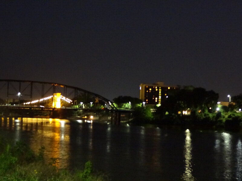 Bridge over River at Night — Black, Dark