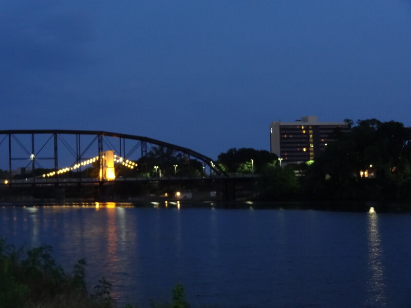 Bridge over River at Night — Blue, Calm