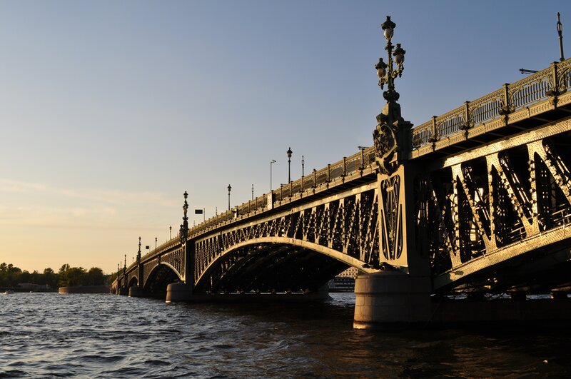 Bridge over River — Blue, Serene, Sunset