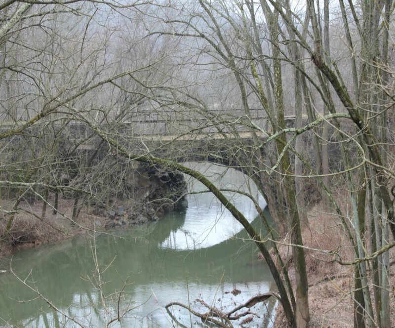 Bridge over River — Green, Calm, Winter