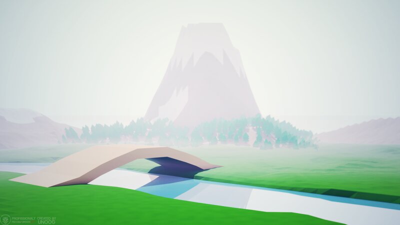 Bridge over River — Green, Serene, Digital Art