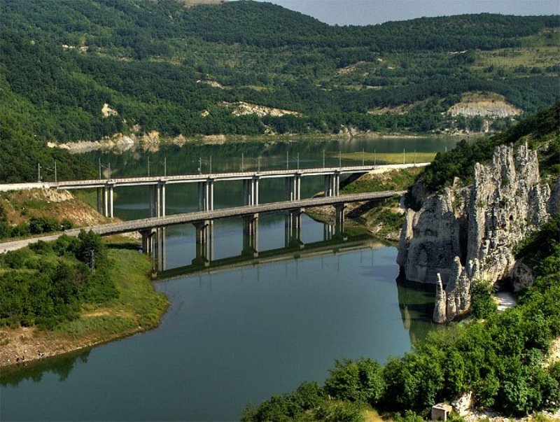 Bridge over River — Green, Serene