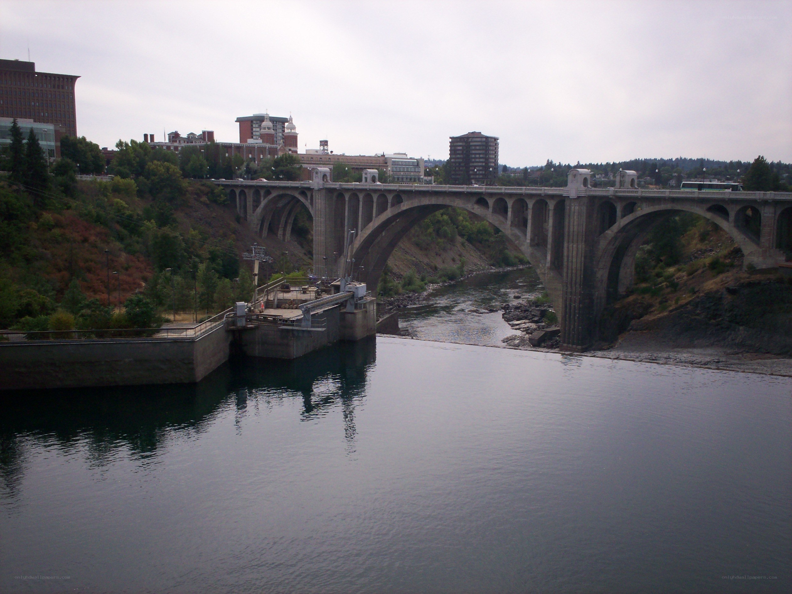 Bridge over river in city