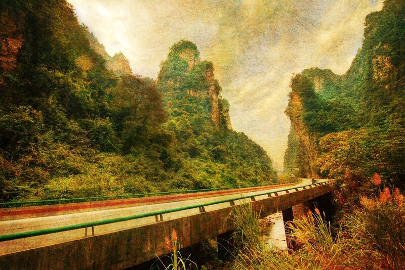 Bridge over River in Mountains