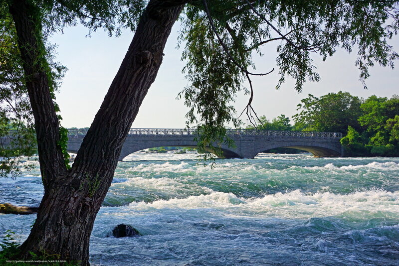 Bridge over rushing river