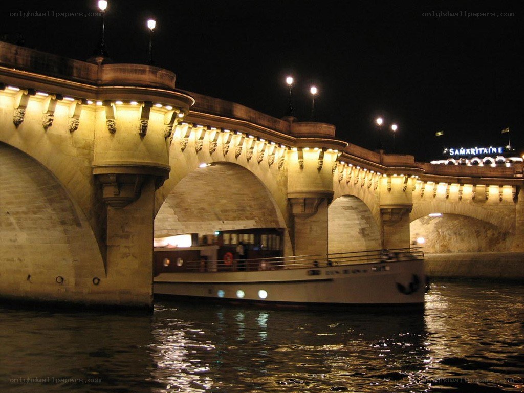 Bridge over the Seine at night
