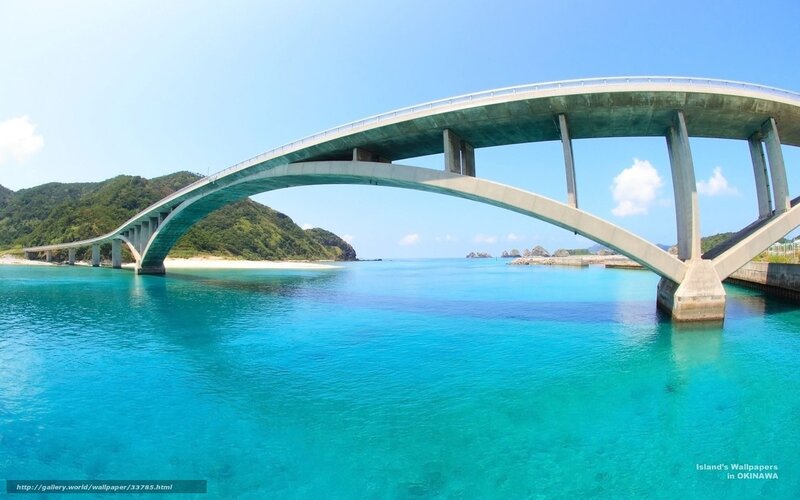 Bridge over turquoise water in Okinawa