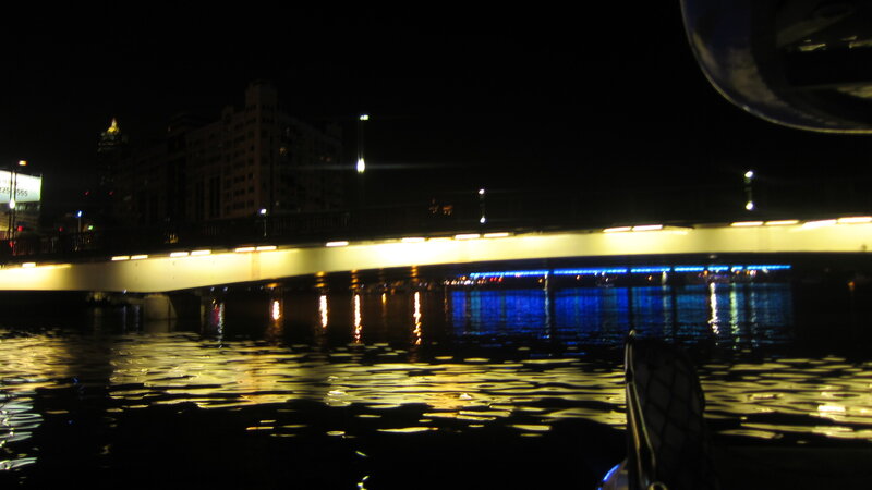Bridge over Water at Night — Black, Dark, Photograph