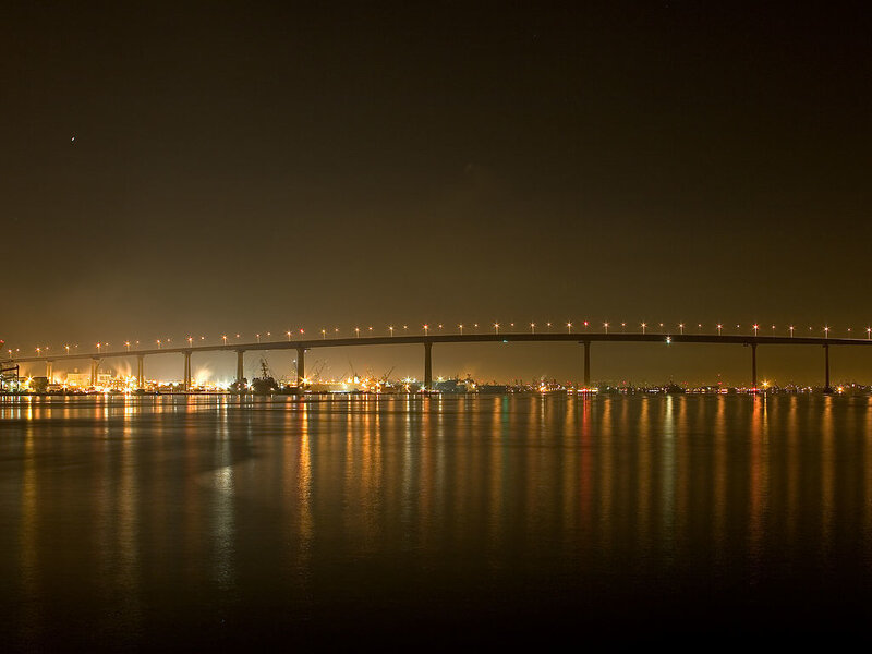 Bridge over Water at Night — Black