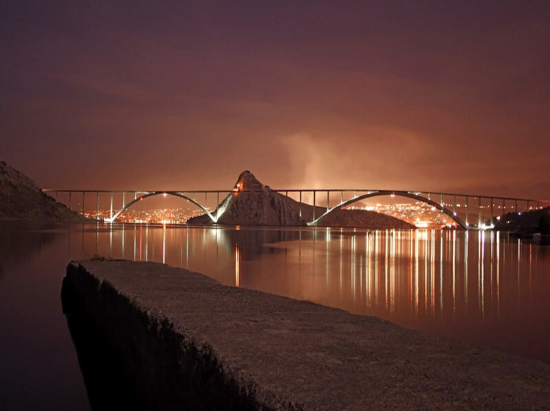 Bridge over Water at Night