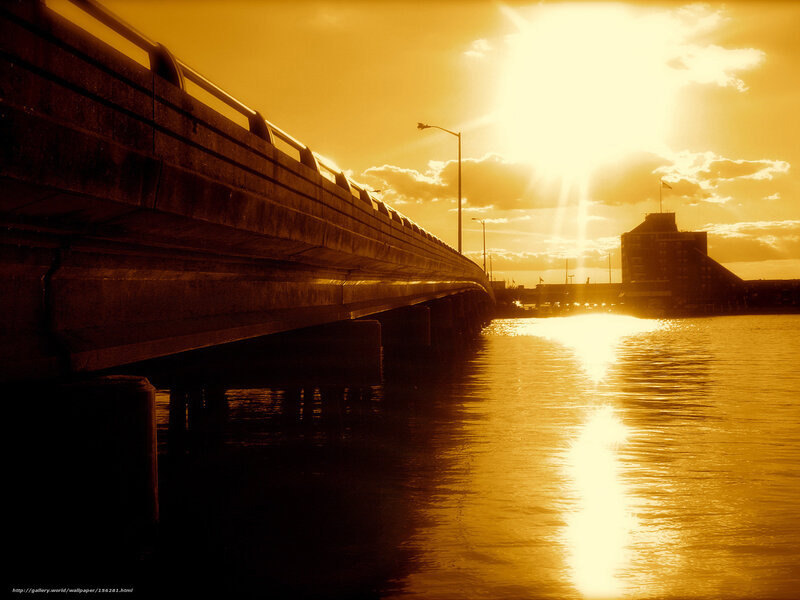 Bridge over Water at Sunset — Gold
