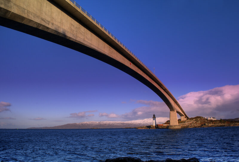 Bridge over Water — Blue, Dramatic, Sunset
