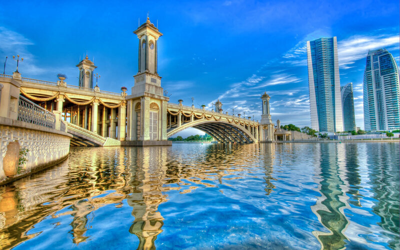 Bridge over Water — Blue, Serene, Morning
