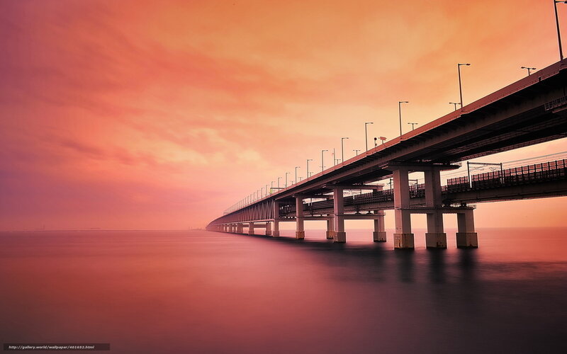 Bridge over Water — Orange, Serene