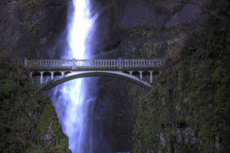 Bridge over Waterfall — Blue