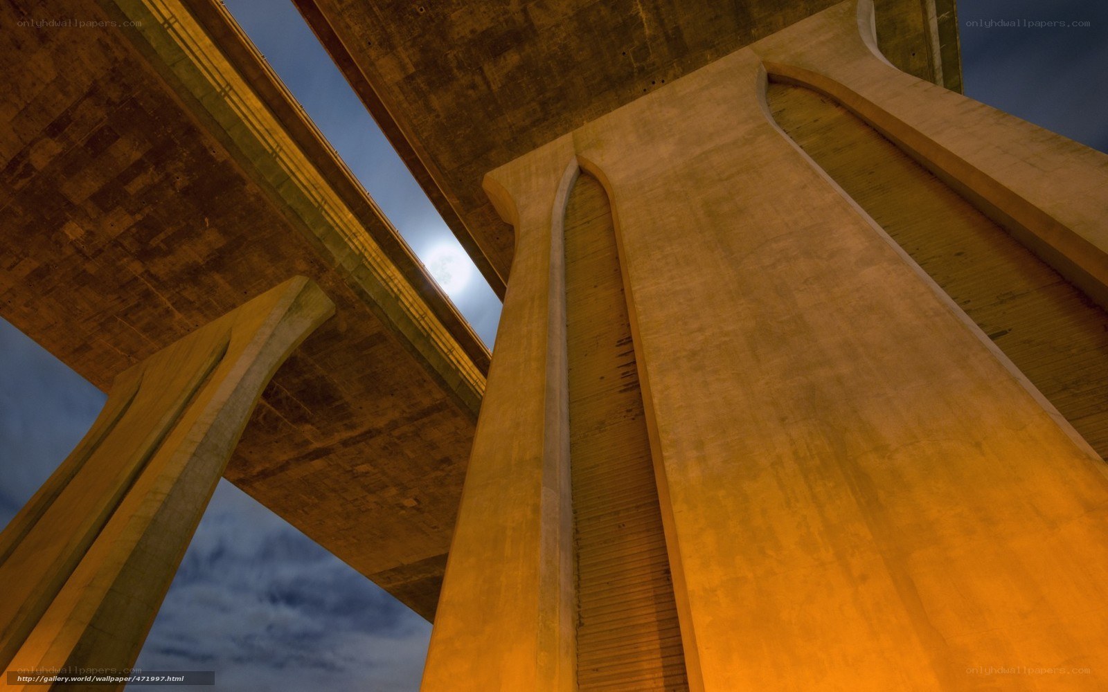 Bridge pillars at night