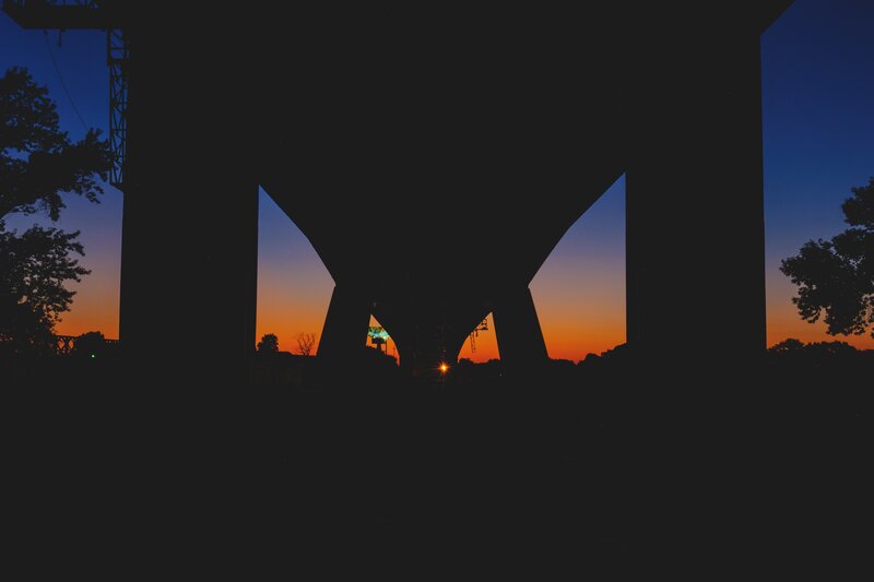 Bridge silhouette at sunset