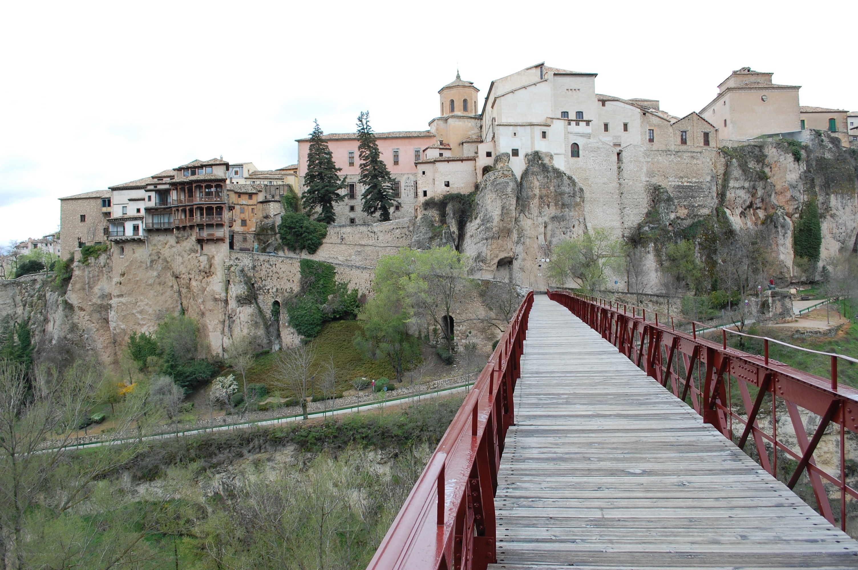 Bridge to historic cliffside town