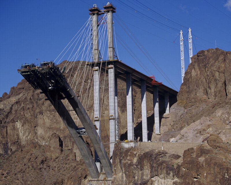 Bridge under construction in canyon