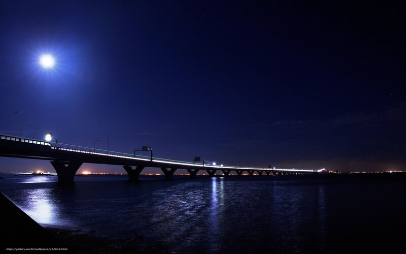 Bridge under moonlight at night