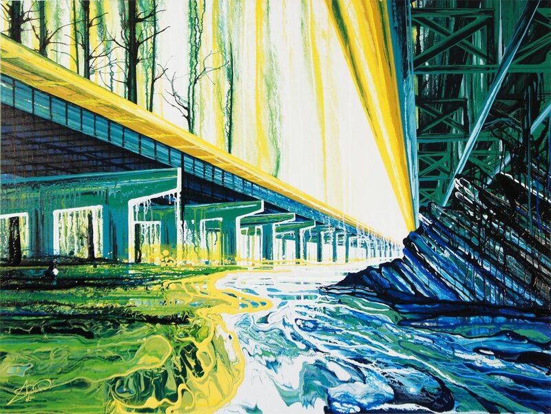 Bridge under yellow light