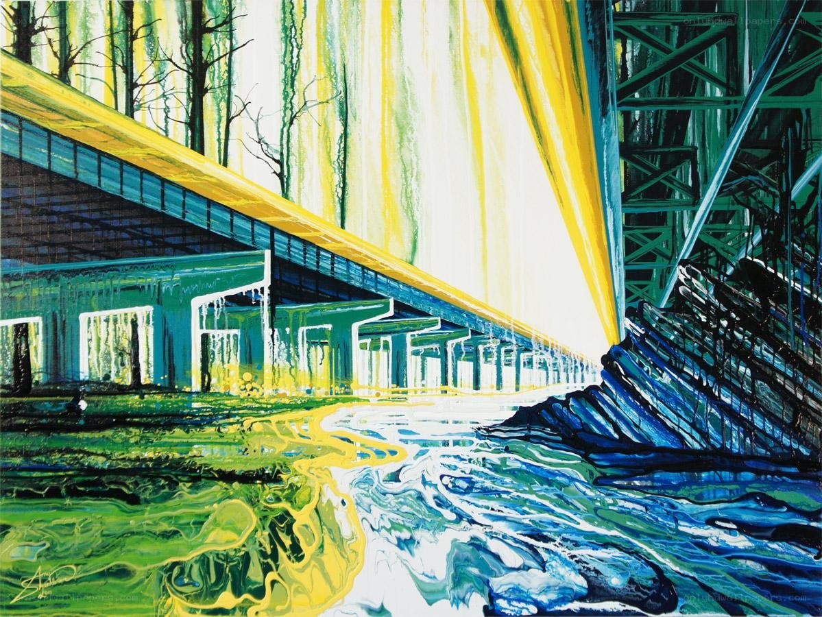 Bridge under yellow light